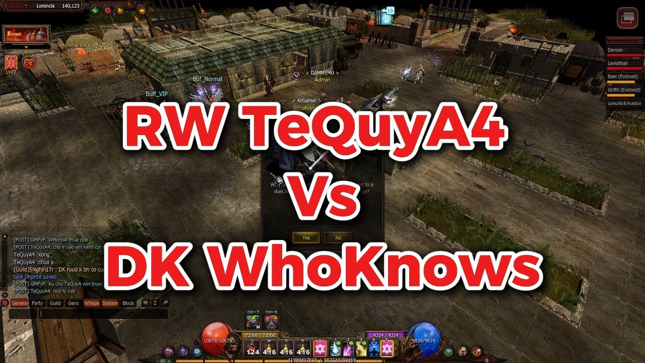 RW vs DK | TeQuyA4 vs WhoKnows | Giải PVP All Class