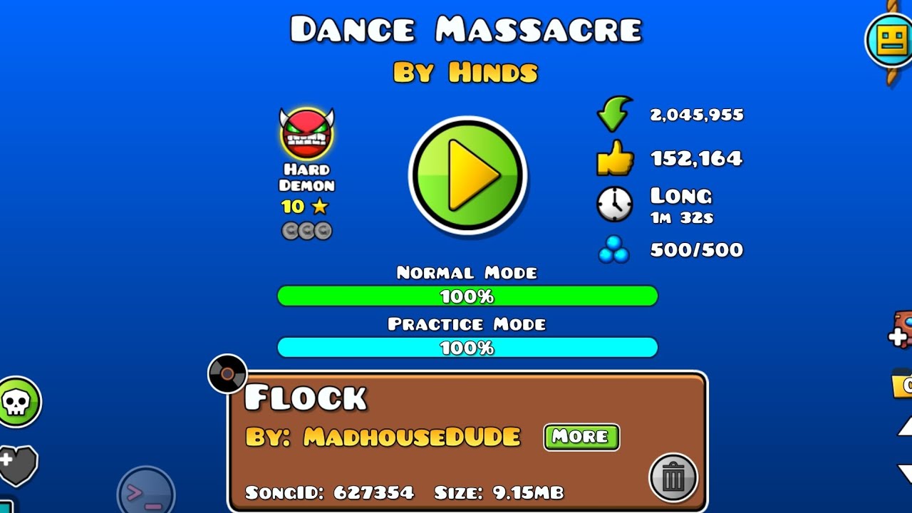 [📱Mobile] Dance Massacre 100% 4295att / Geometry Dash Hard Demon