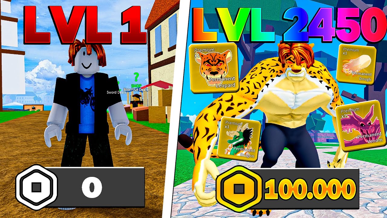 UPEI DO 1 AO 2450 NO BLOX FRUITS EM 8 HORAS COM ROBUX INFINITO! FILME