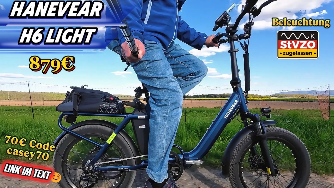 Hanevear H6-Light - kleines und kompaktes Falt E-Bike mit Drehmomentsensor💰989€ -StVZO Beleuchtung!