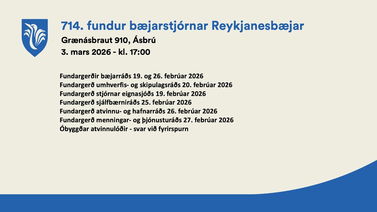 714. Fundur Bæjarstjórnar Reykjanesbæjar  - 3. mars 2026