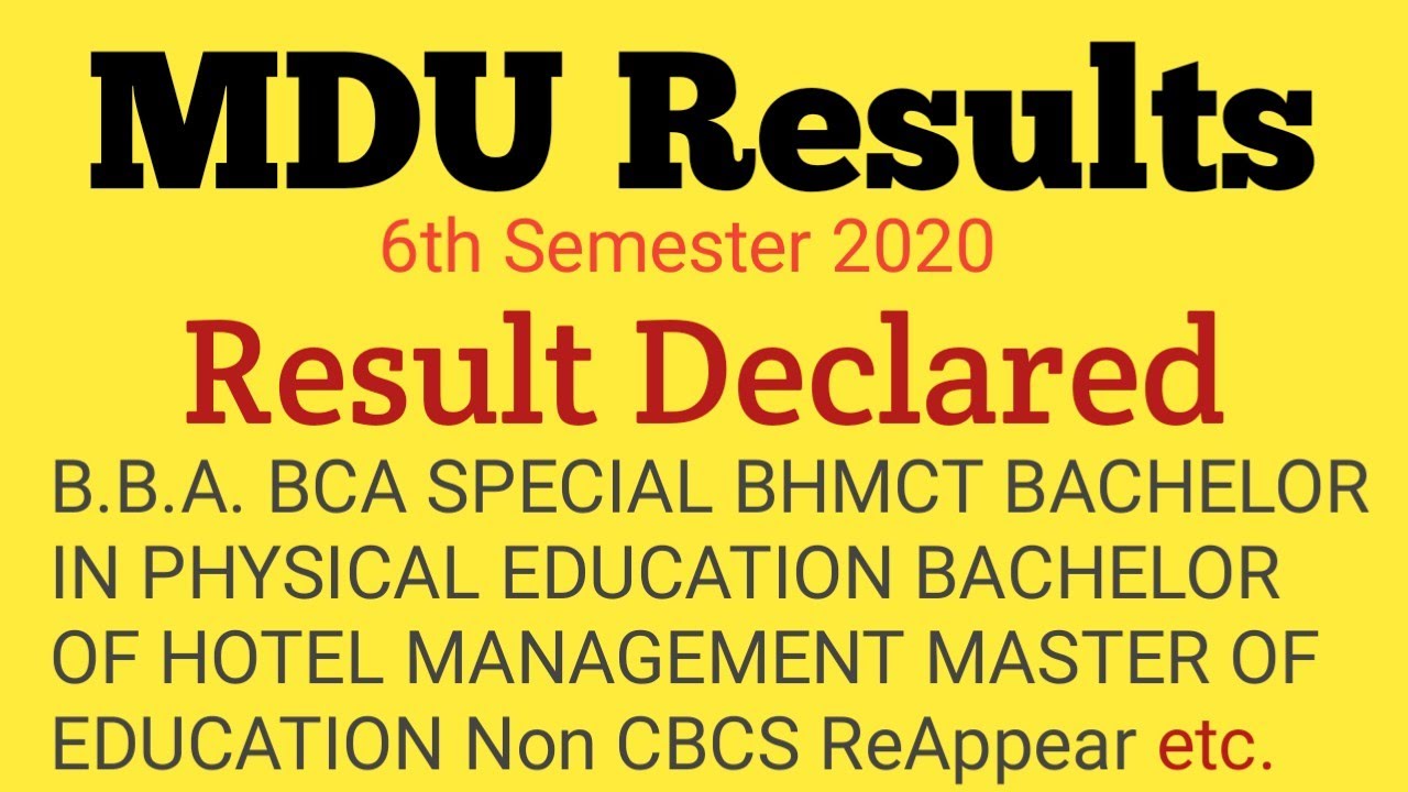 Mdu 6th Semester Results