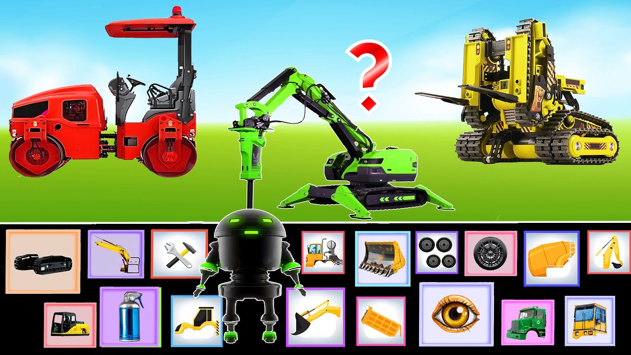 Forklift, Rock Breaker, Road Roller overcome the challenge - Which will win?? Construction Vehicles