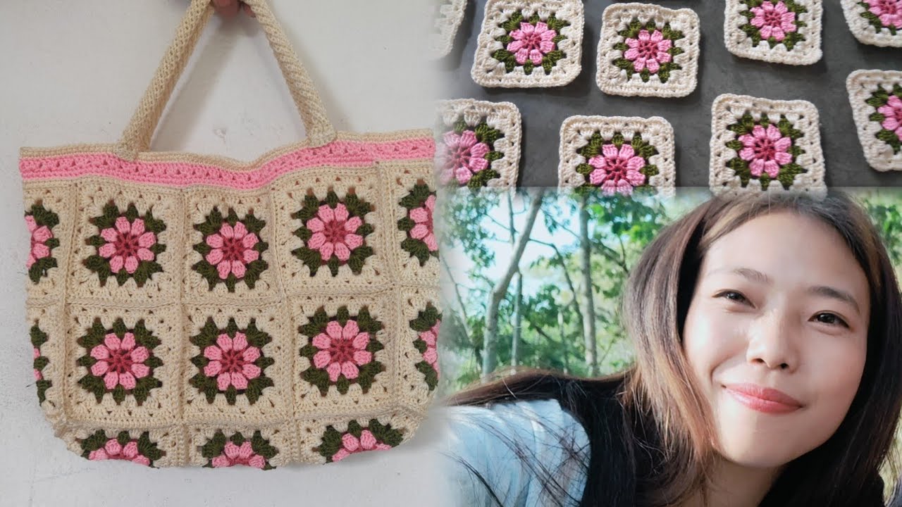 How to Crochet Flower Granny Square Bag. #Handicrafts # Handbag.