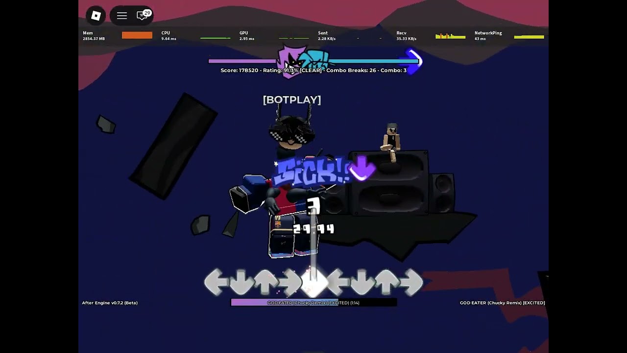 playing project afternight (another fnf type game on roblox)