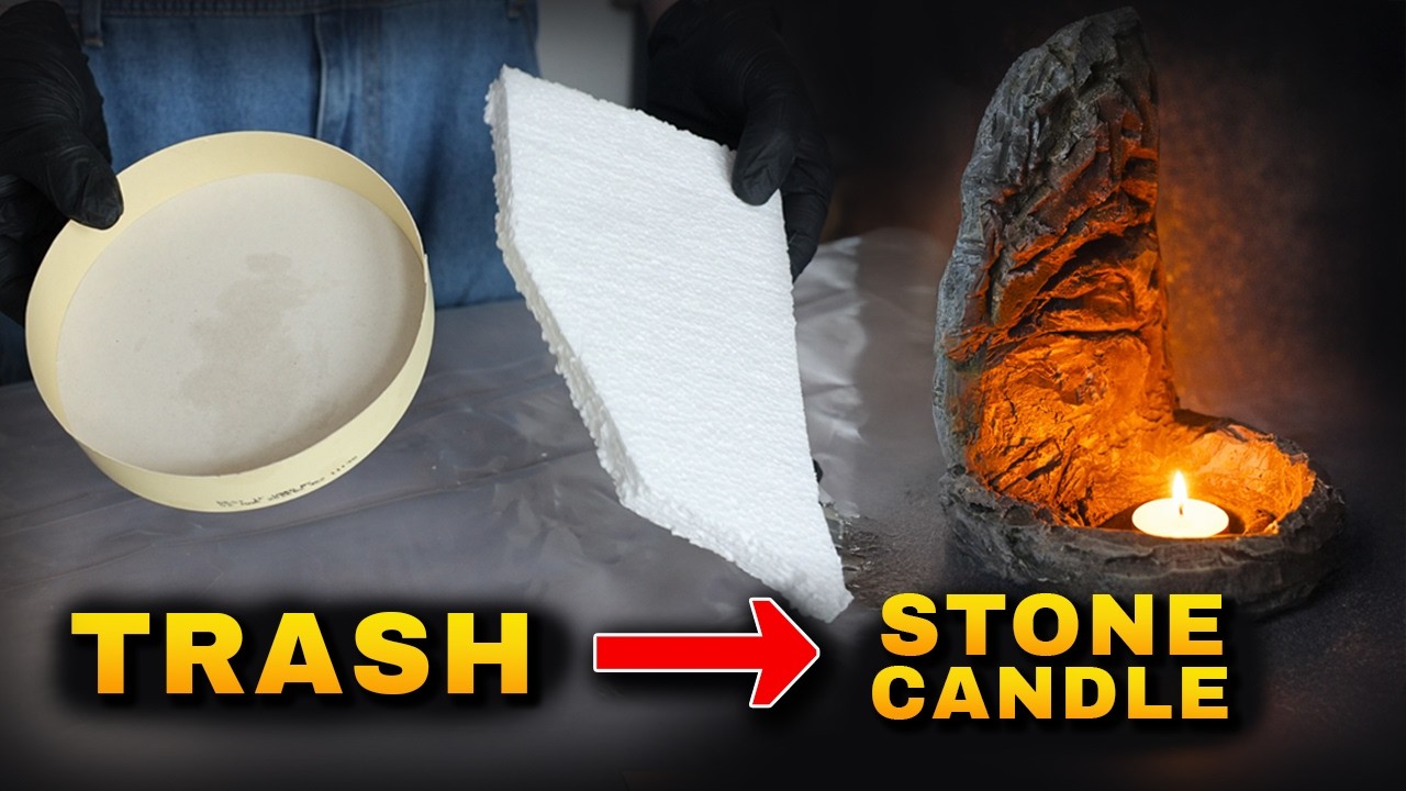 Made From Trash | DIY Stone Candle Holder from Styrofoam & Scrap