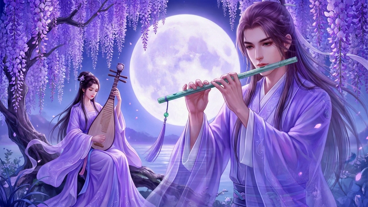 Chinese Zen Music: Bamboo Flute & Pipa | Deep Sleep, Wisteria Healing & Relaxing Music