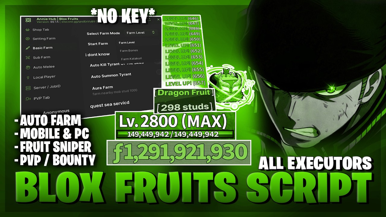 [🐍 ЛУЧШИЙ] Скрипт для Blox Fruits &ndash; БЕЗ КЛЮЧА | АВТОФАРМ | АВТОНАГРАЖДЕНИЕ | PVP | МАКСИМАЛЬНЫЙ У...