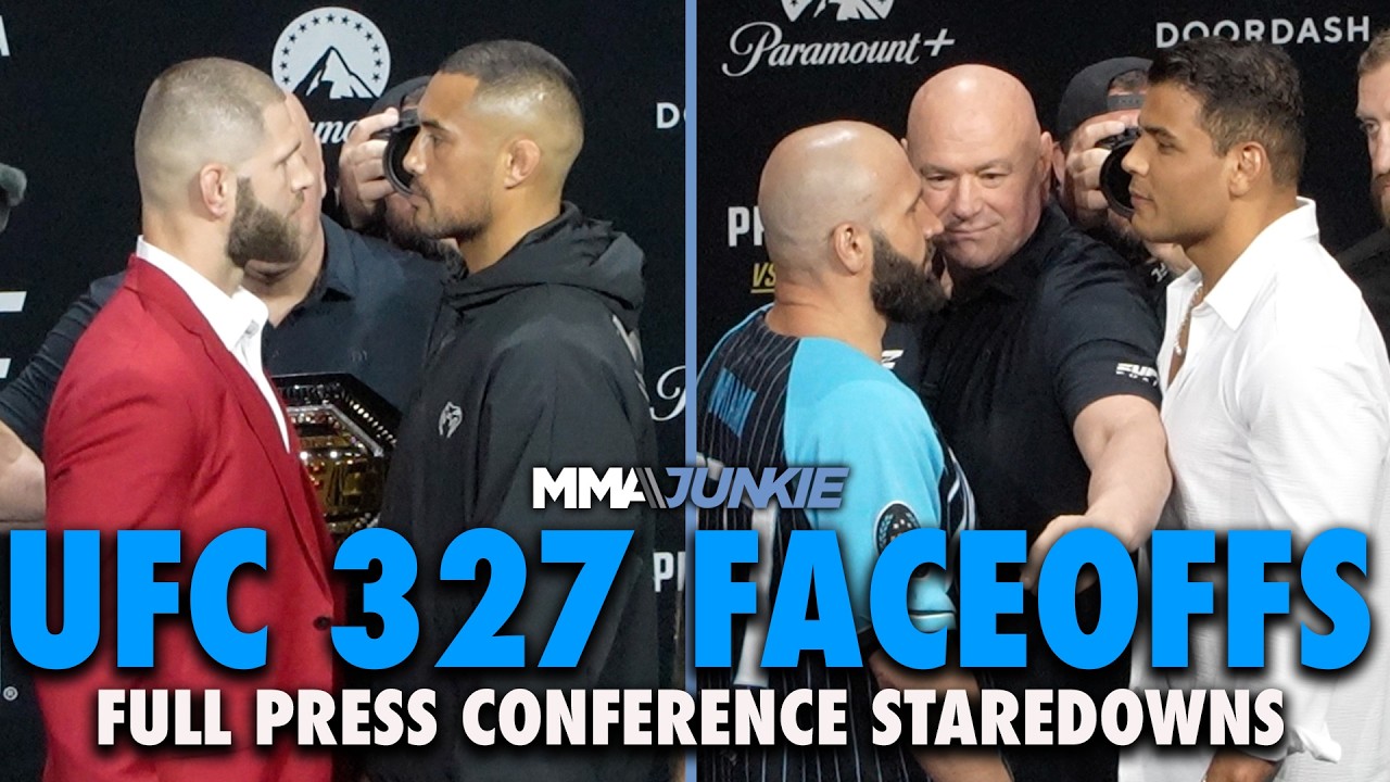 UFC 327 full press conference faceoffs: Prochazka vs. Ulberg, Blaydes vs. Hokit, more
