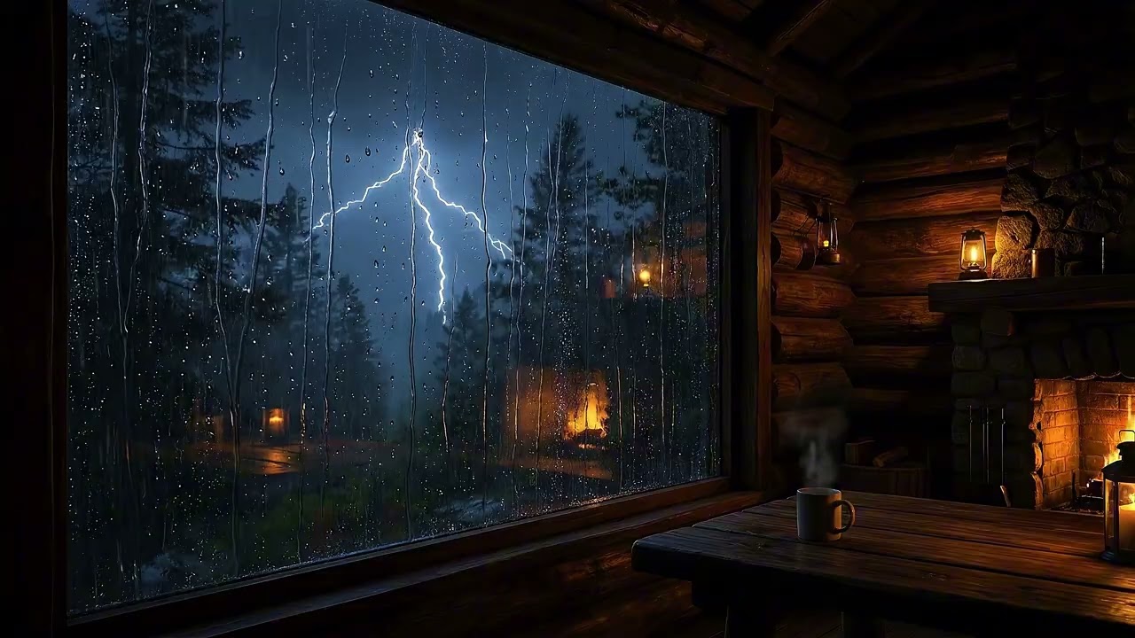 Heavy Rain and Storm for Sleeping inside a Wooden for Relaxing & Retreat