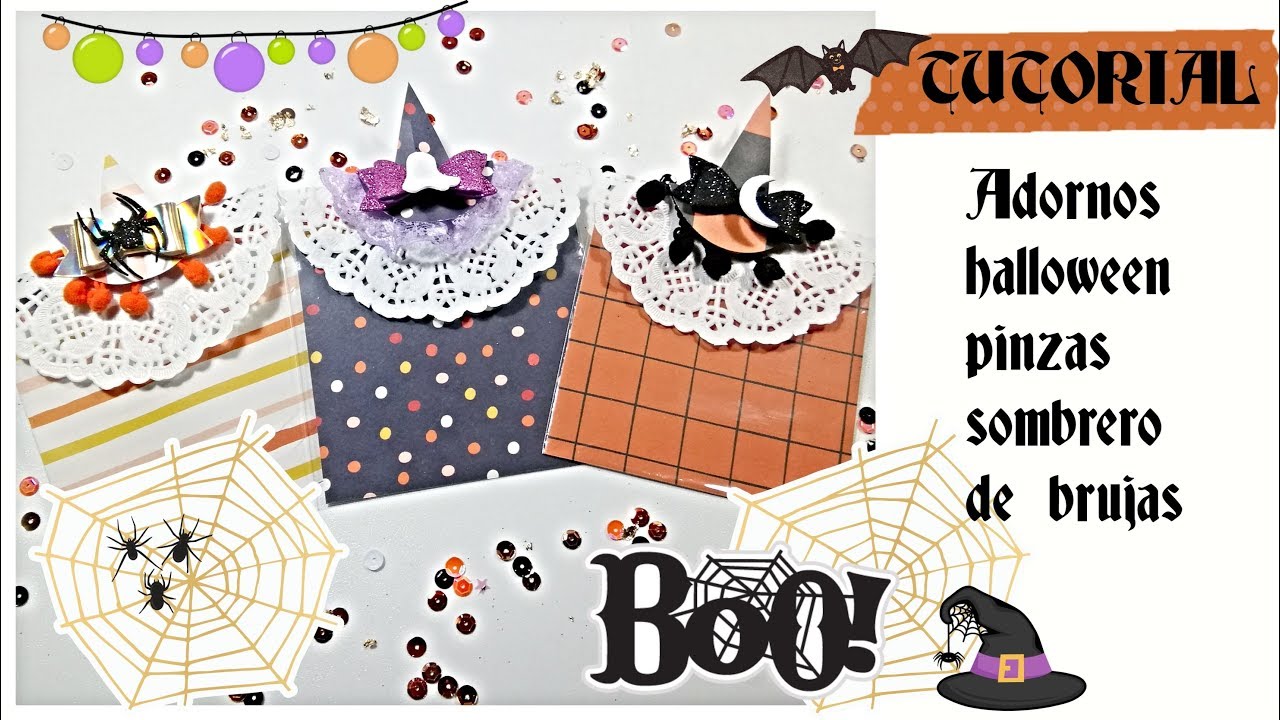ADORNOS HALLOWEEN: pinzas sombreros bruja☠👻🦇🕷🕸