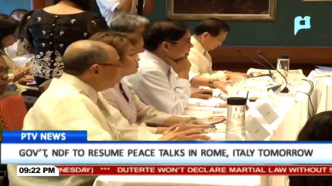 Government, NDF to resume Peace Talks in Rome, Italy tomorrow