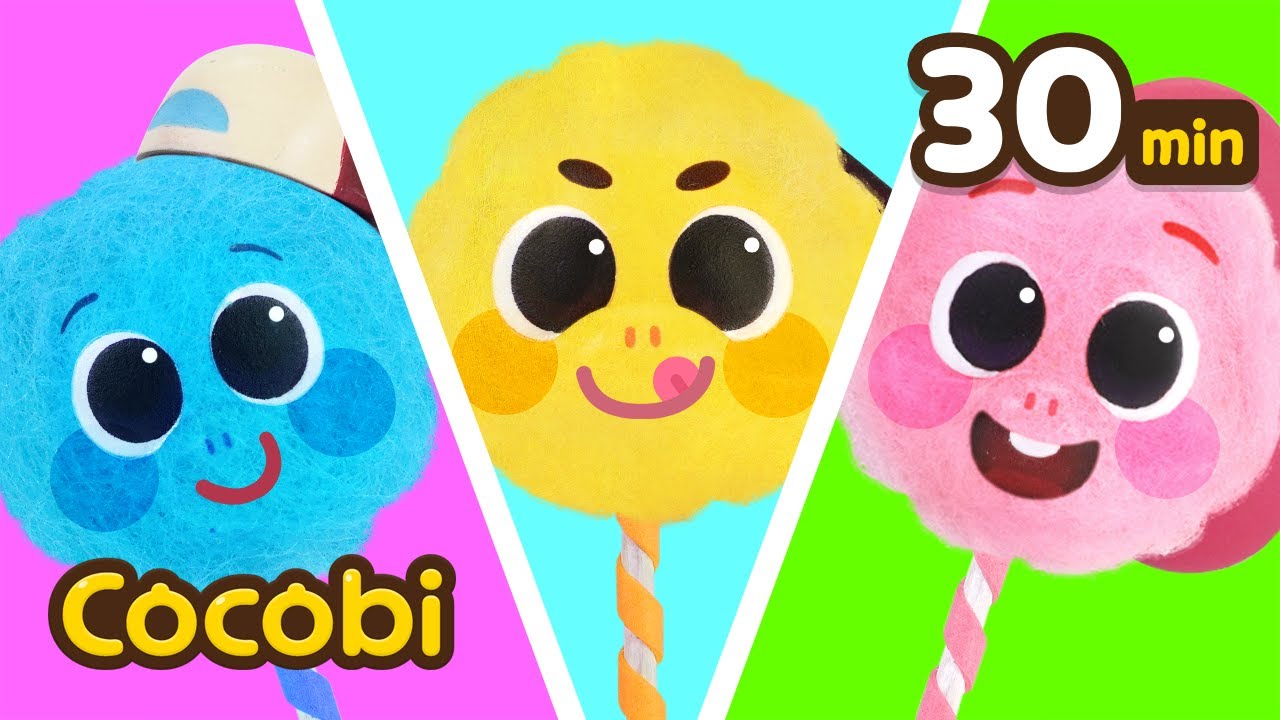¡Algodón de azúcar de caras coloridas! ¿A qué sabe?🌈🍭 | Canciones de Color | Kids Songs | Cocobi