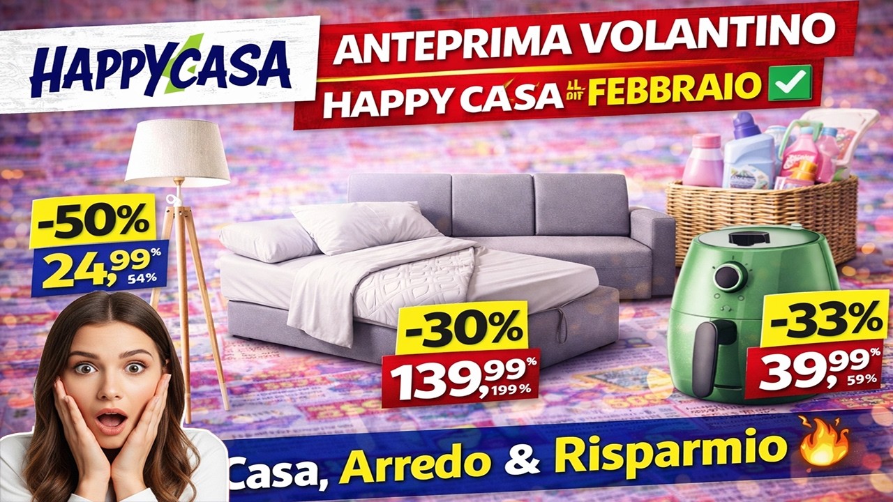 🛒 Anteprima Volantino Happy Casa dal 26 Febbraio 2026 | Offerte Casa, Arredo & Risparmio