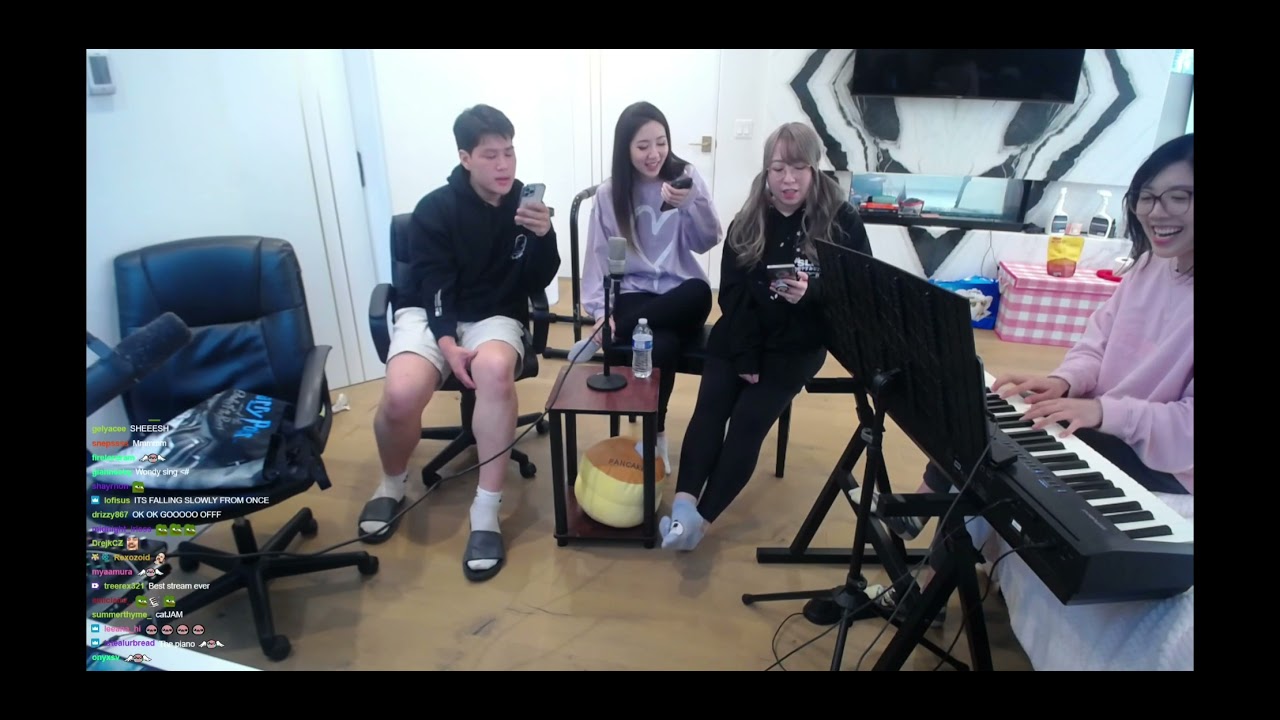 hJune (Harrison Park) sings falling slowly with Leslie, Lilypichu and Wendy