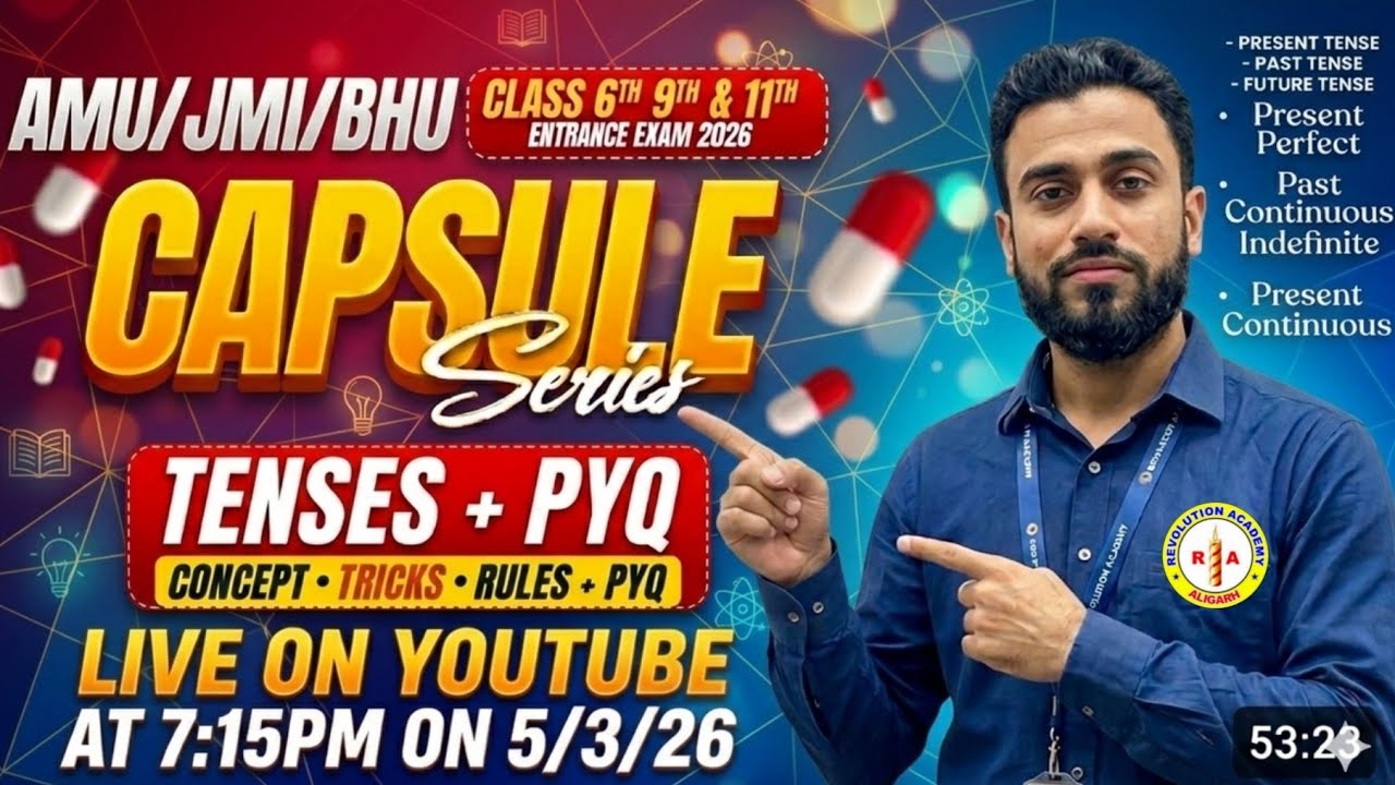 AMU | JMI | BHU ENTRANCES TENSES+PYQ+TRICKS#amu #jmi #bhu #tenses #revolutionacademy #aligarh #asad
