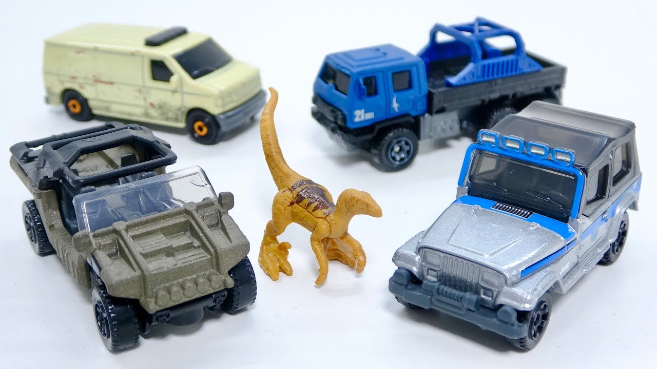 【ジュラシック・ワールド】マッチボックス 5パックアソート 恐竜運搬車にジープ、ヴェロキラプトルのフィギュアの造形・彩色をレビュー!