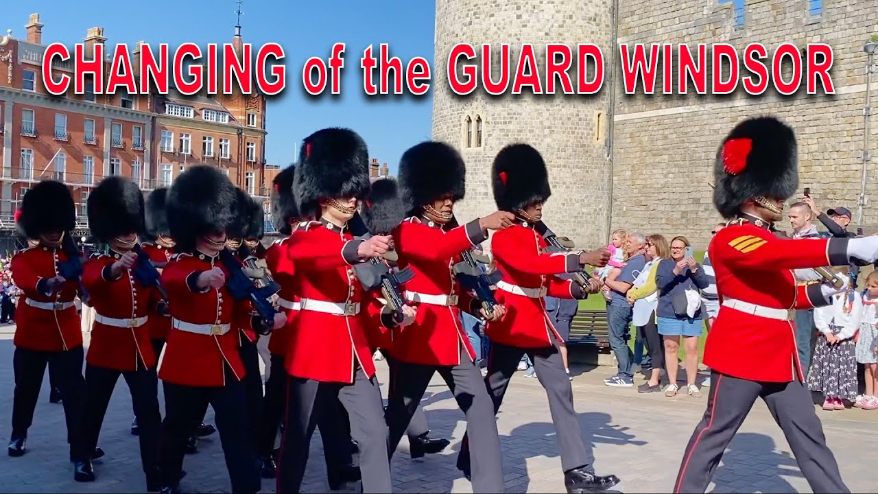 WINDSOR CASTLE GUARD Number 7 Company Coldstream Guards with 1st Bn, Grenadier Guards Corps of Drums