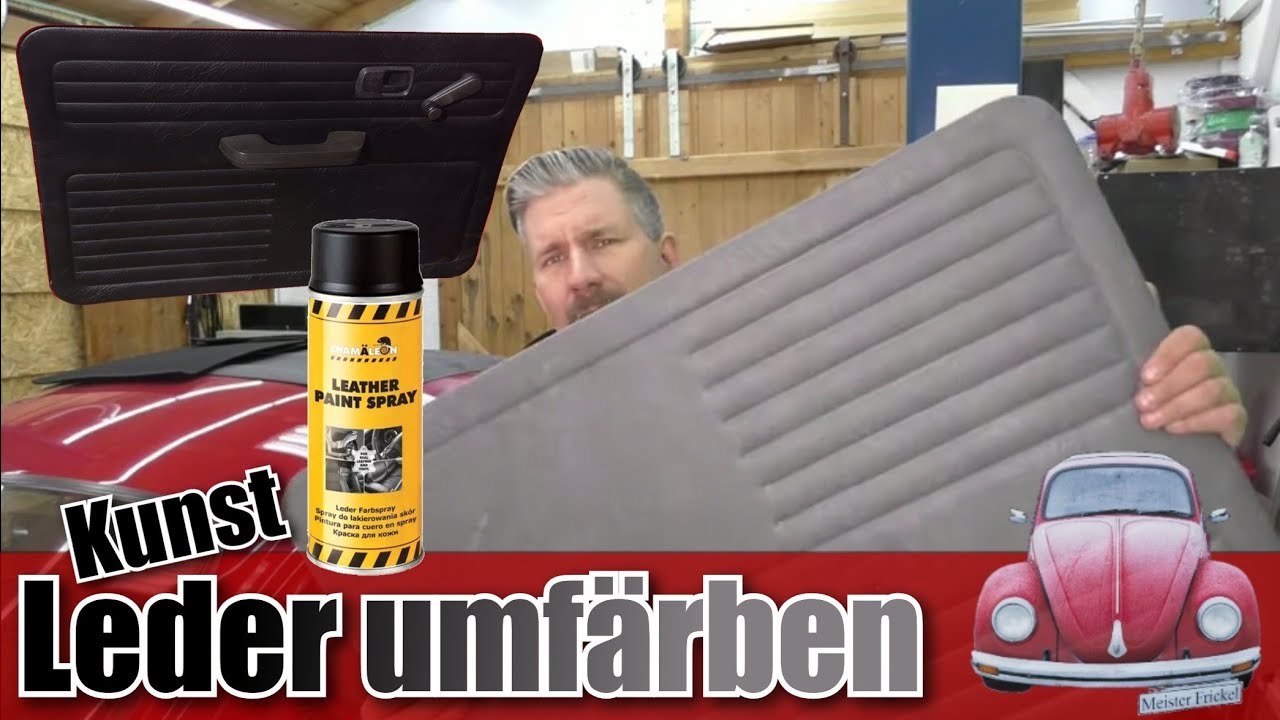 Kunstleder umfärben mit der Sprühdose von grau zu schwarz