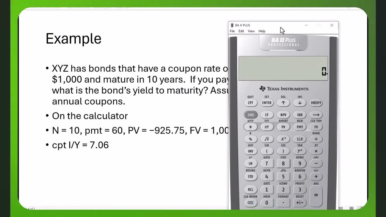 Yield to Maturity   Revised