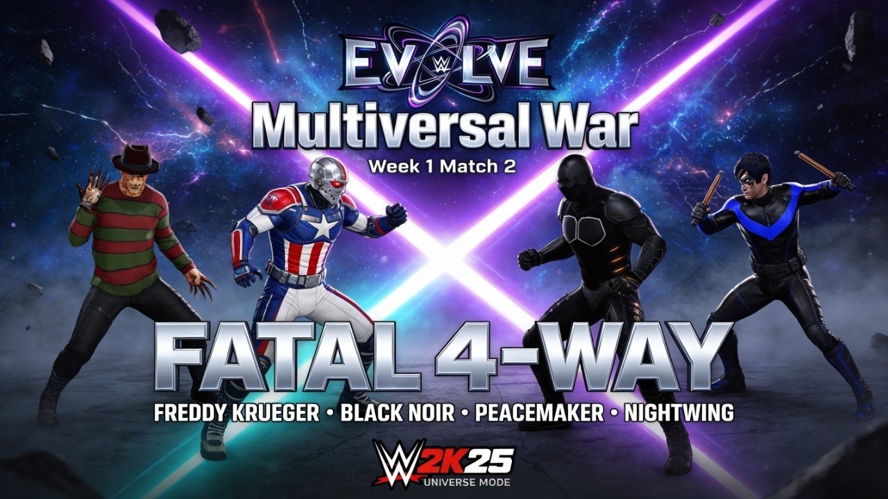 FULL MATCH: Freddy vs Black Noir vs Peacemaker vs Nightwing | EVOLVE Week 1 Match 2 | WWE 2K25