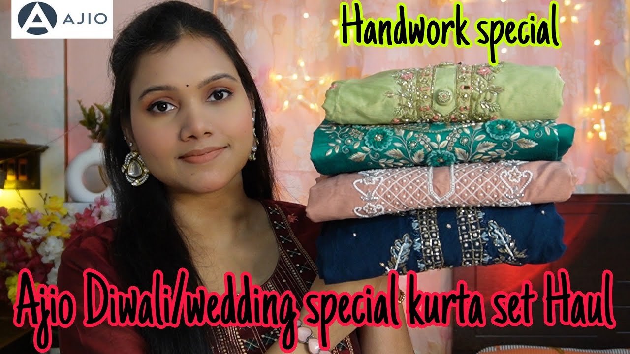 💕Ajio Handwork special partywear kurti/kurta set Haul💕Berrylicius kurta set Haul 💕ajio haul💕