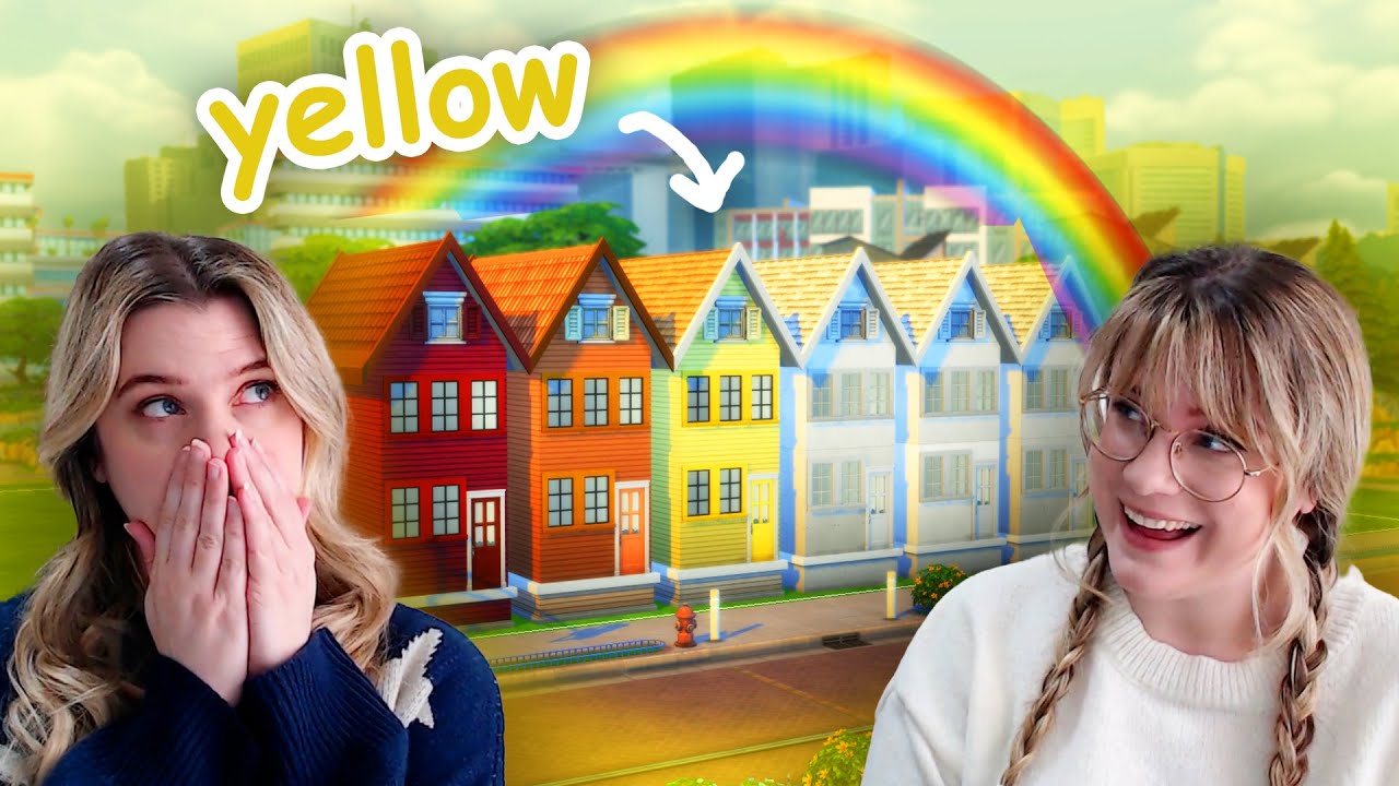 can we build a YELLOW townhouse in the sims 4? | rainbow townhouses pt 3