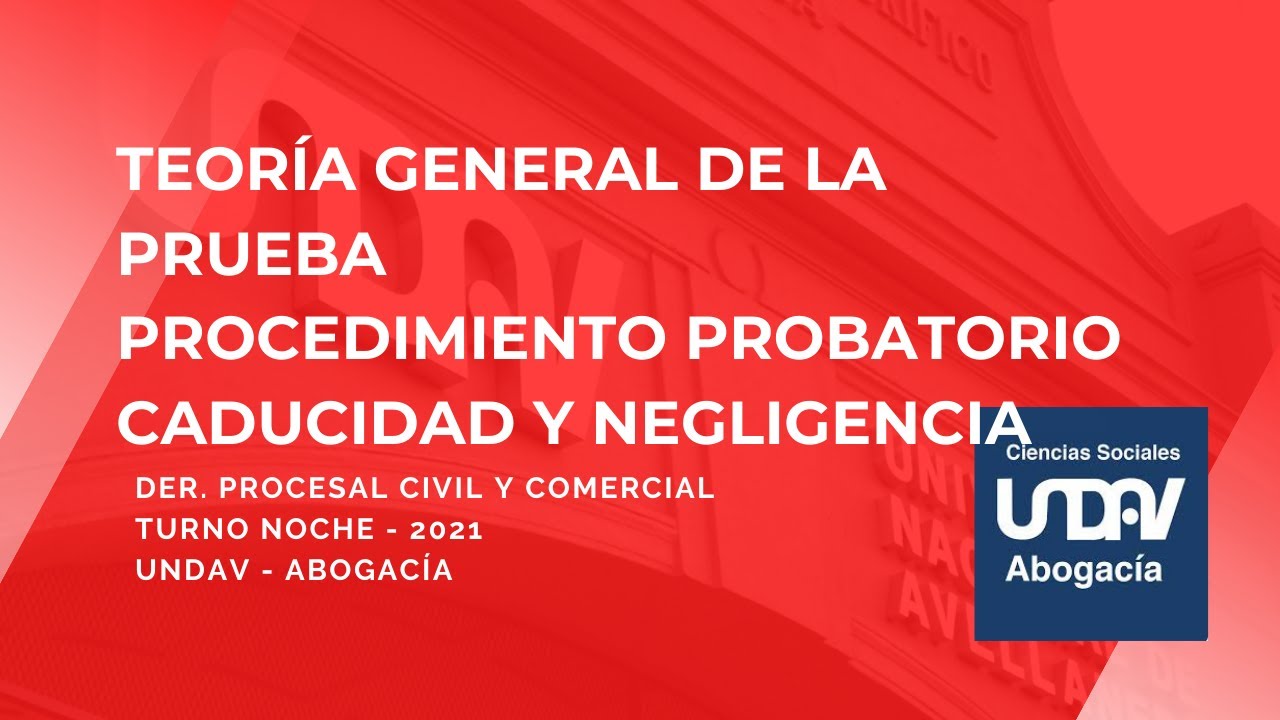 La prueba. Procedimiento probatorio. Negligencia y caducidad de la prueba