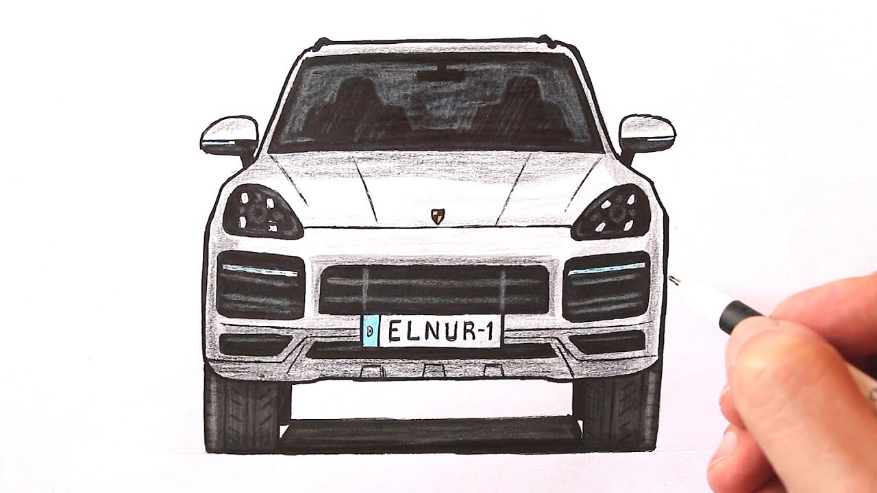 Как нарисовать машину Порше поэтапно | Porsche Cayenne рисунок