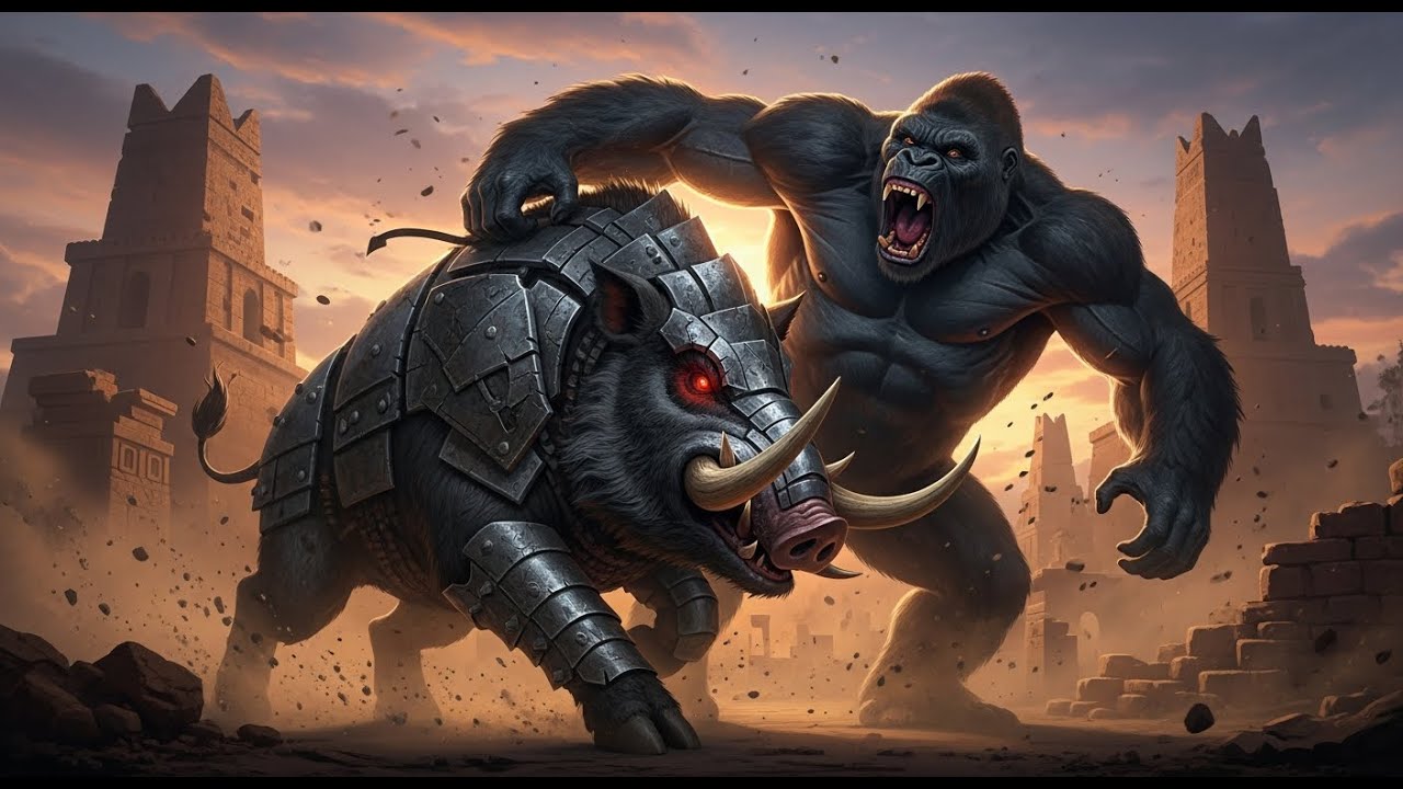 Unveiling the Epic Showdown King Kong vs  the Iron Boar in Ancient Mesopotamia