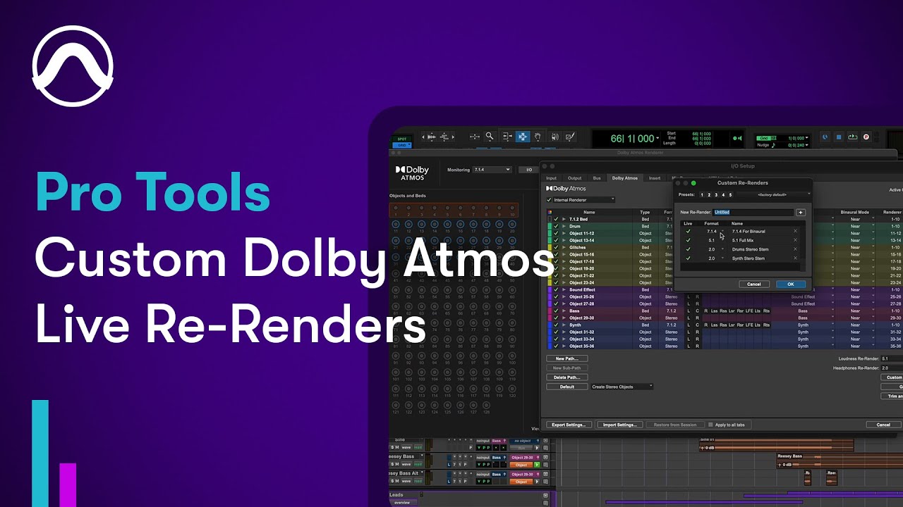 Pro Tools Custom Dolby Atmos Live Re-Renders