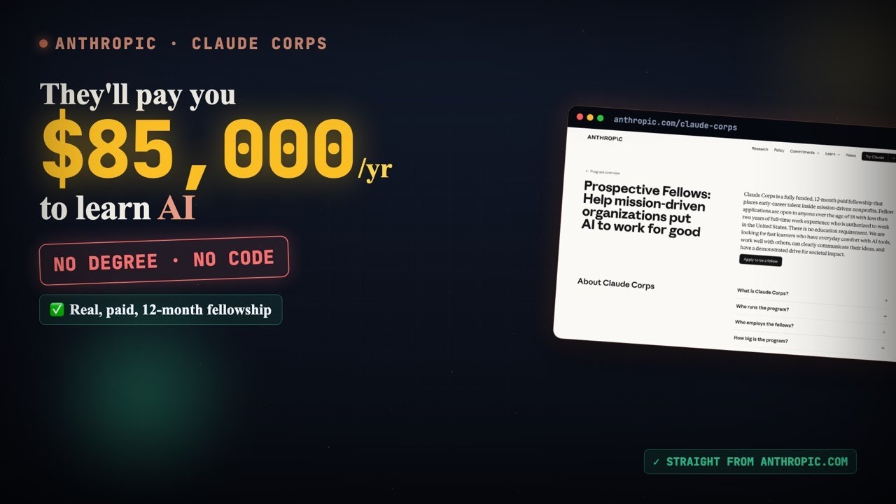 Anthropic Will Pay You $85,000 to Learn AI &mdash; Claude Corps Explained (No Degree, No Code)