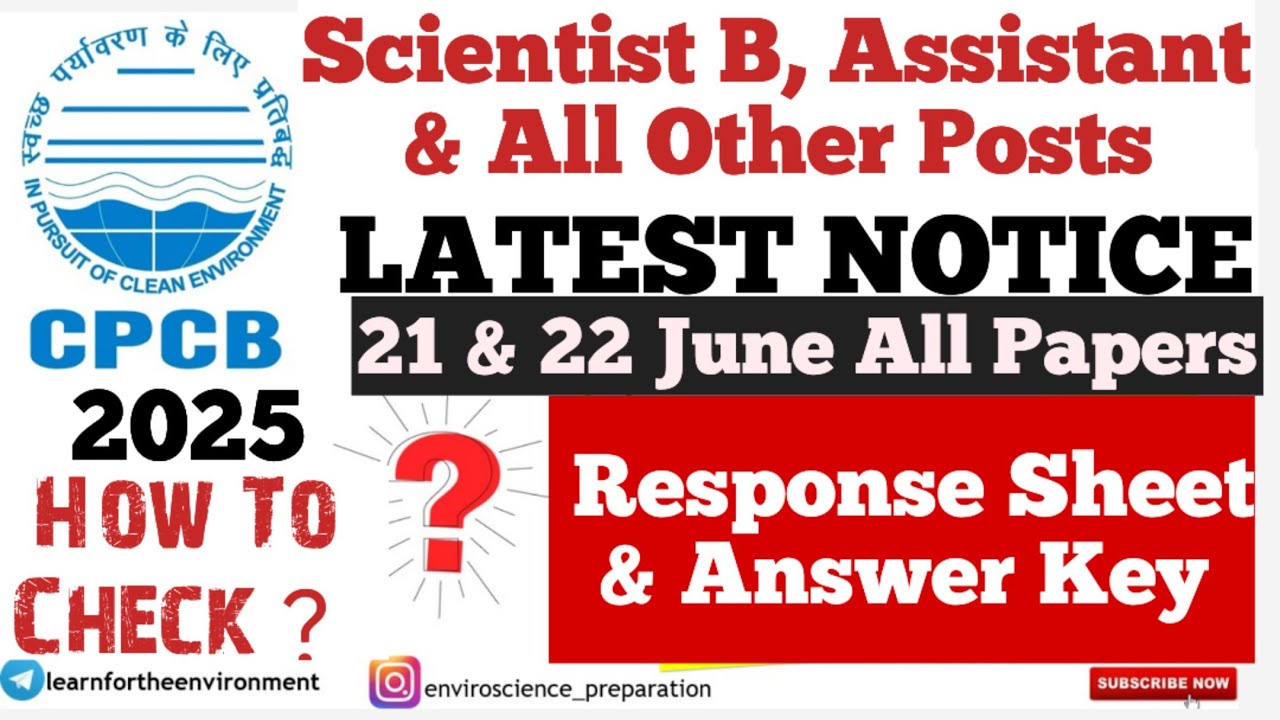 🔴CPCB 2025 Response Sheet & Answer Key