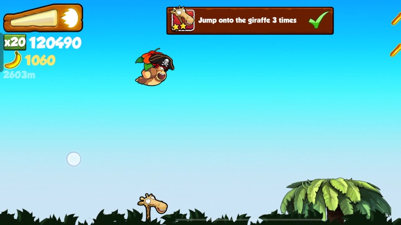 Banana Kong Jump onto the giraffe 3 times (In One Run)