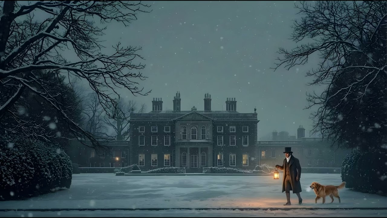 Winter at Pemberley 🌙 Snowfall & Regency Night Ambience | Pride & Poe