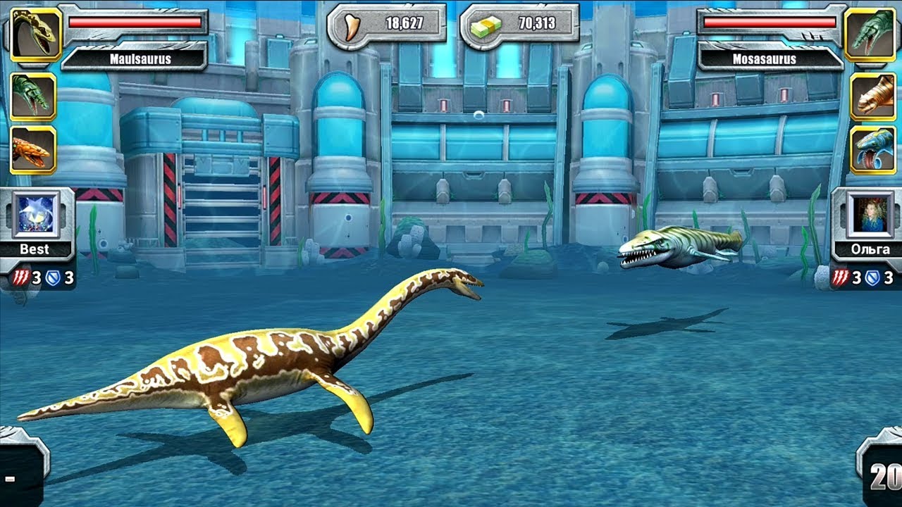 Mauisaurus Vs Mosasaurus - Jurassic Park Builder Aquatic Tournament Android Gameplay HD