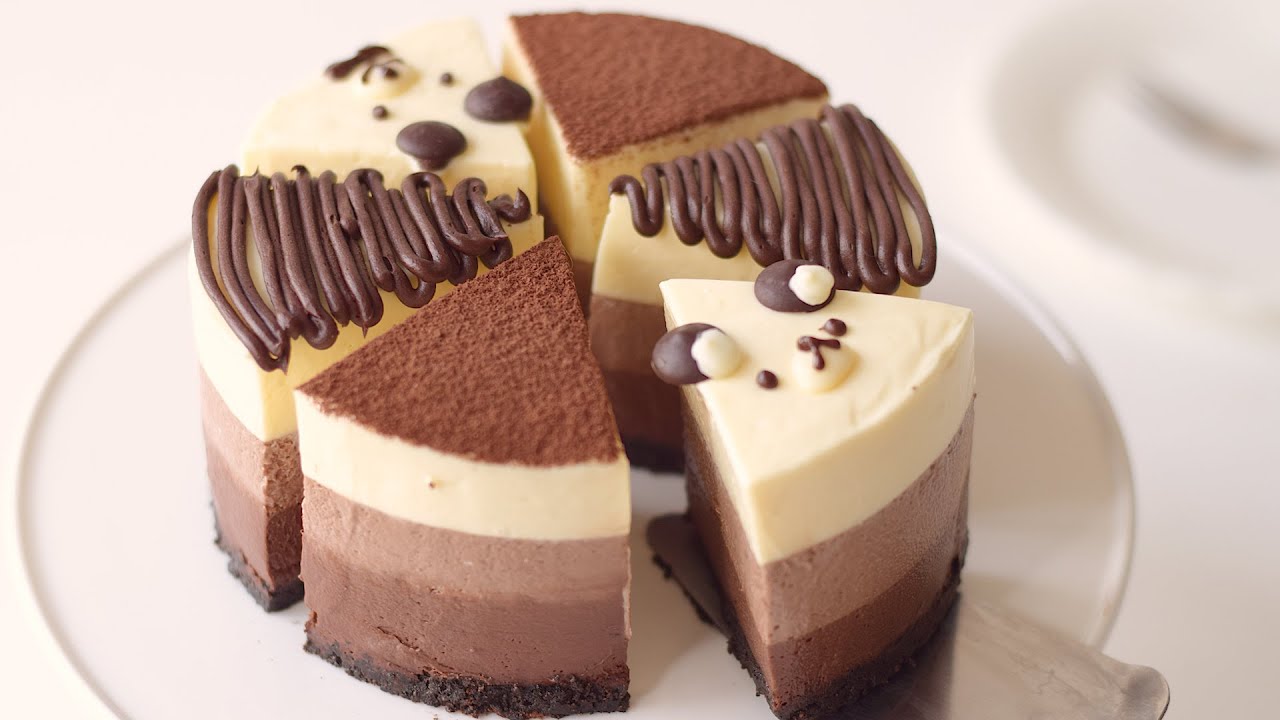 Bánh Mousse Chocolate 3 Lớp | TRIPLE CHOCOLATE MOUSSE CAKE
