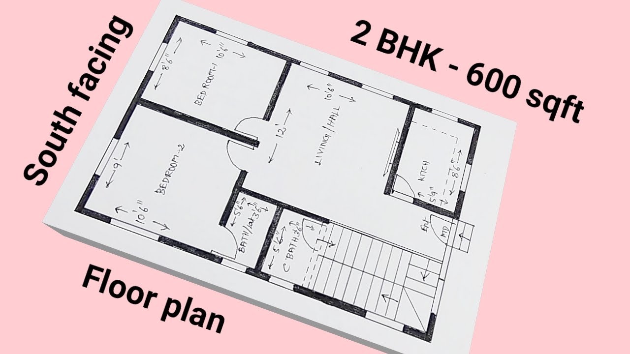 30 × 20 South facing house plan | 30 x 20 Floor plan | 2BHK in 600 sq ft | Compact floor plan