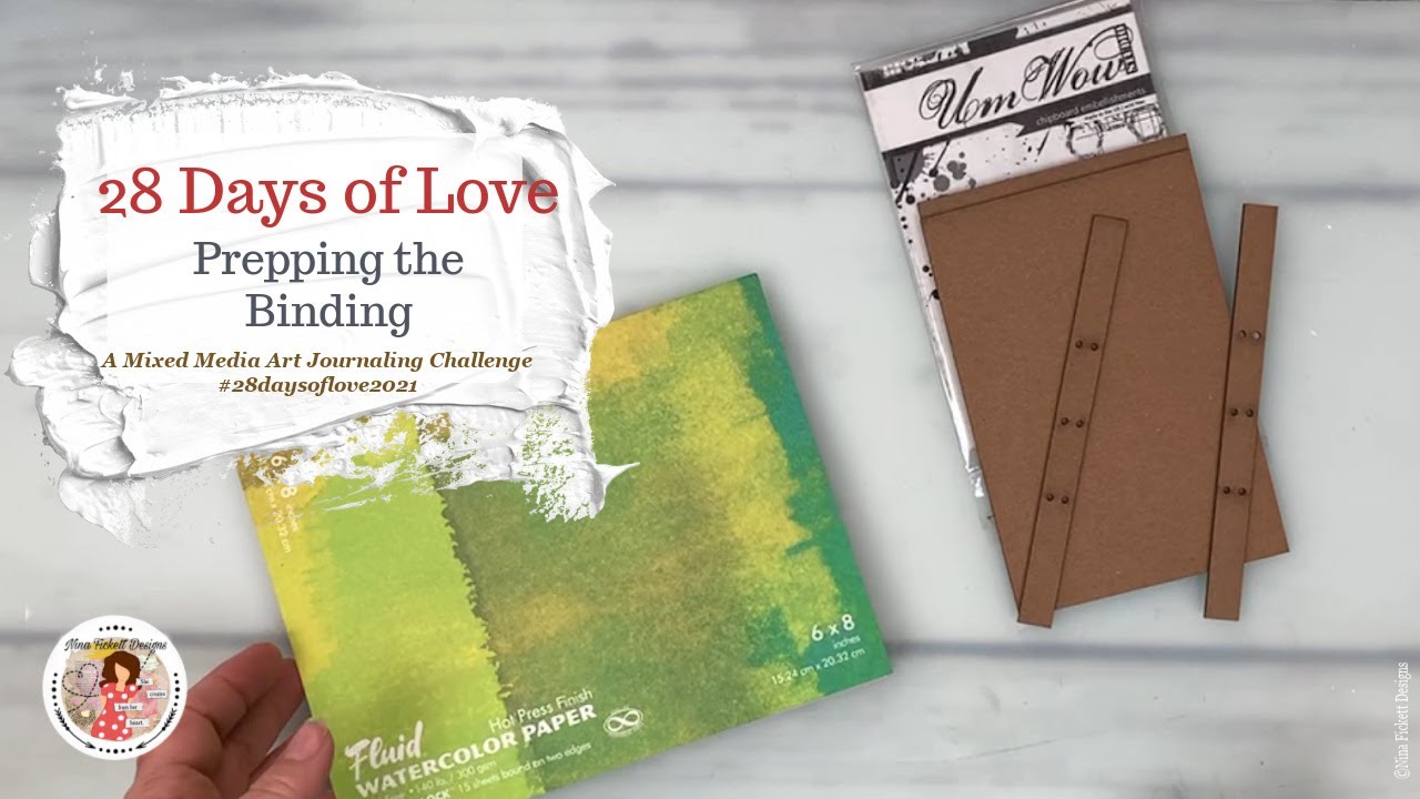 Prepping the Binding for 2021's, 28 Days of Love  UmWow Studio Bookbones Mixed Media Art Journaling