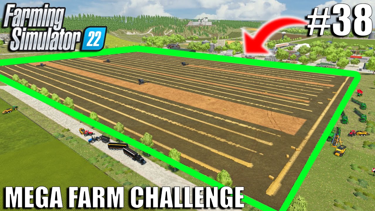 Harvesting The BIGGEST FIELD on THE MAP | MEGA FARM Challenge | Farming Simulator 22