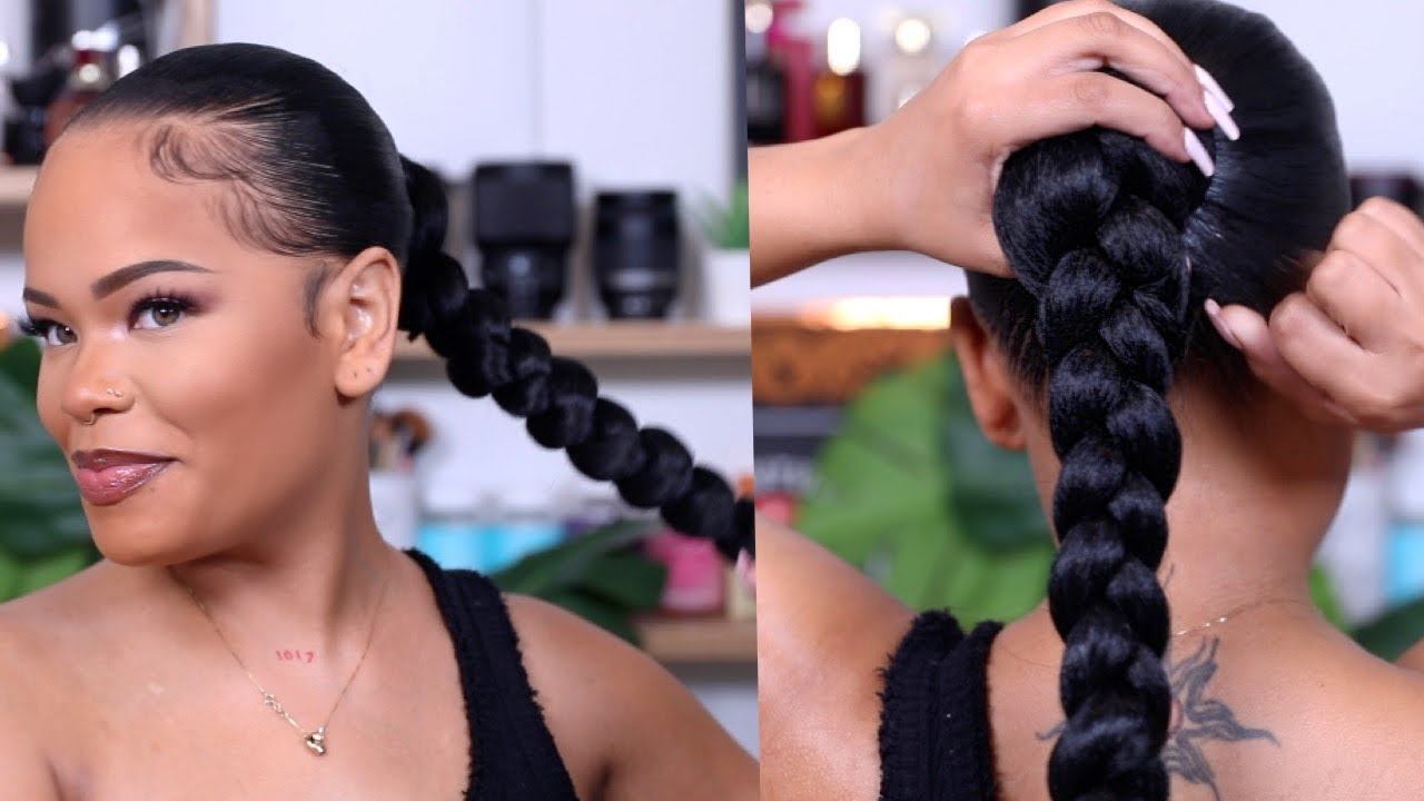 SUPER SLEEK LONG BRAIDED PONYTAIL (ON NATURAL HAIR) | Protective Style | Arnellarmon
