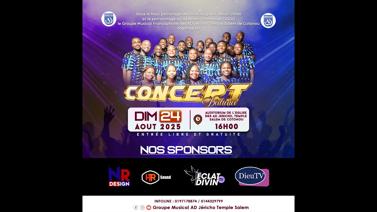 Concert Dédicace  Groupe Musical -  Eglise Assemblée de Dieu du Bénin temple de Jéricho.