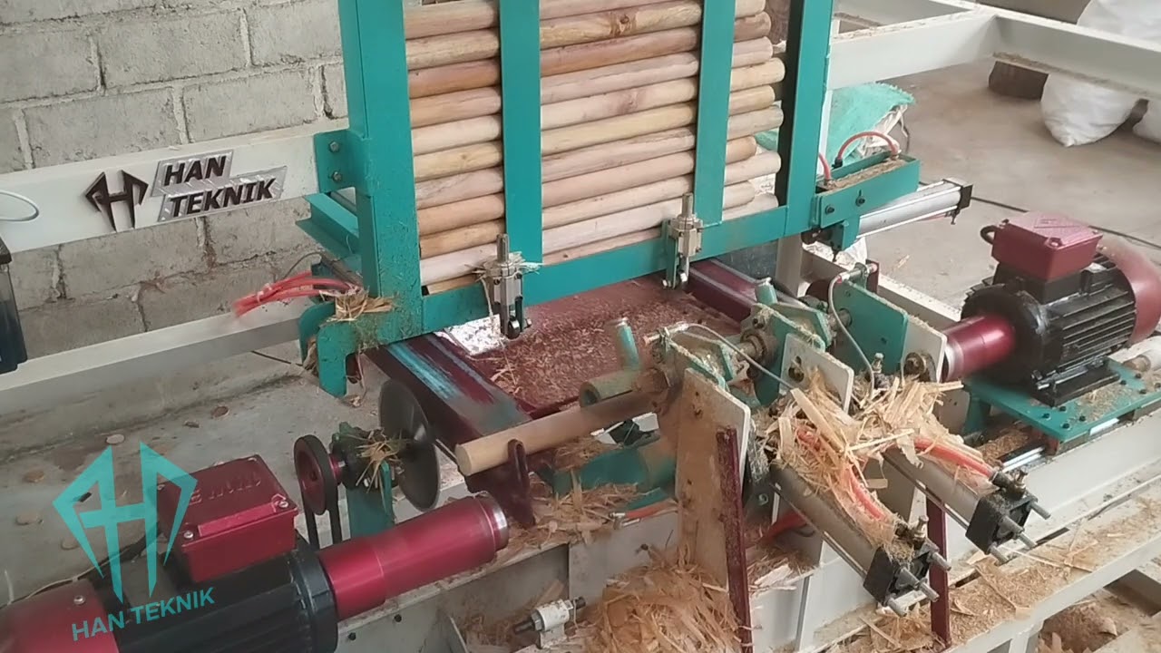 Mesin Produksi Gagang Sekop Otomatis / Peruncing Gagang Kayu Otomatis