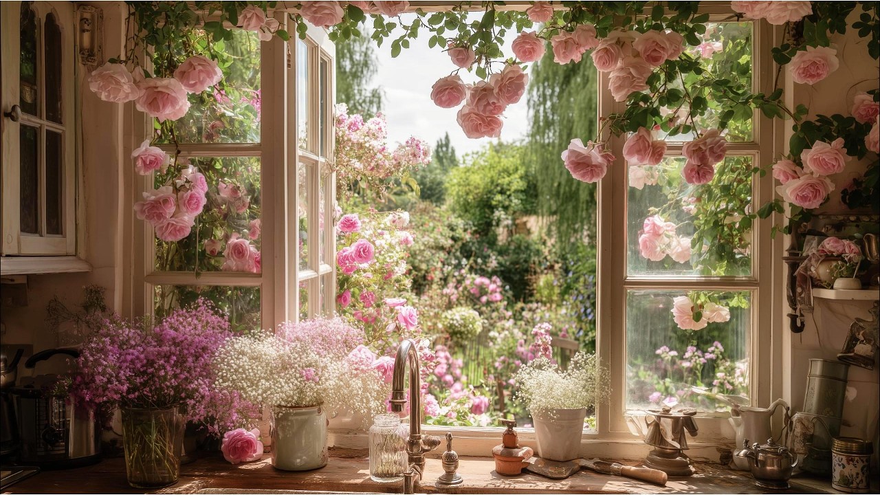 English Country Cottage Kitchen | 4K Art Screensaver for TV | No Sound | Tv Art