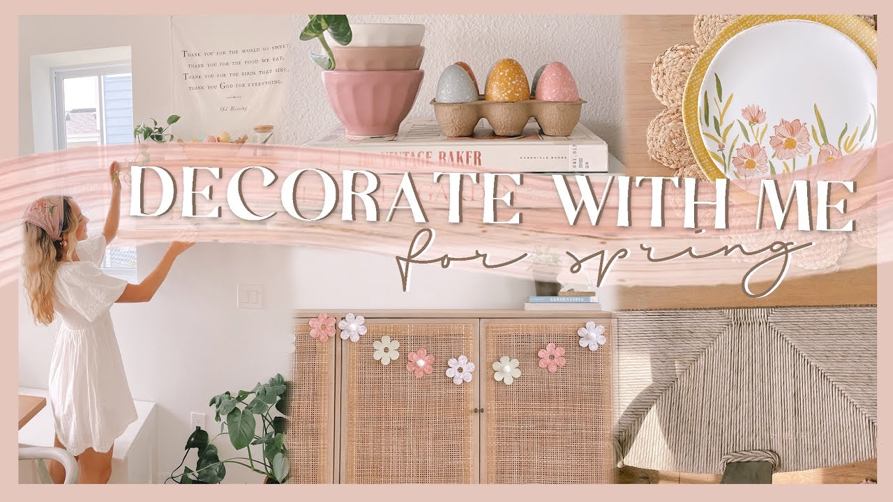 DECORATE WITH ME FOR SPRING | decor ideas, DIY flower banner, & Easter baskets! 🌼