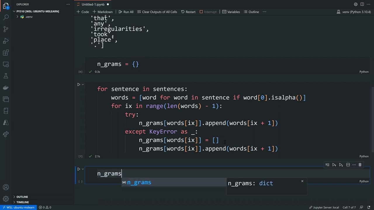 Generating Sentences with n-grams using Python