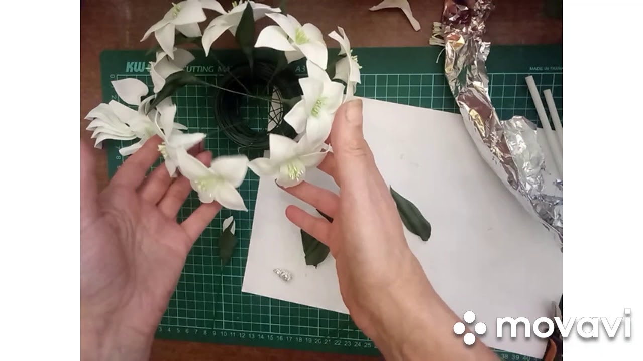 Бесплатный МК амазонская лилия эухарис в горшочке из изолона и фоамирана