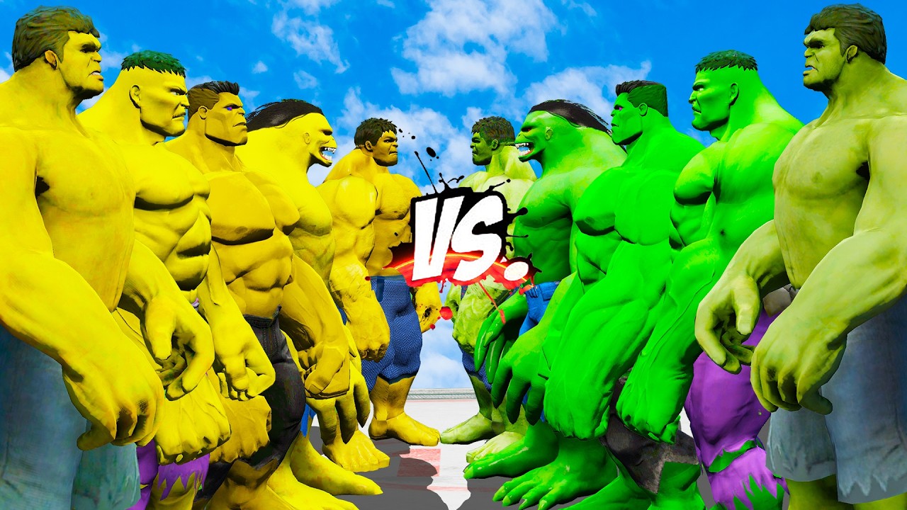 Epic 5v5 Battle! Team Green HULK vs Team Yellow HULK ⚡🔥