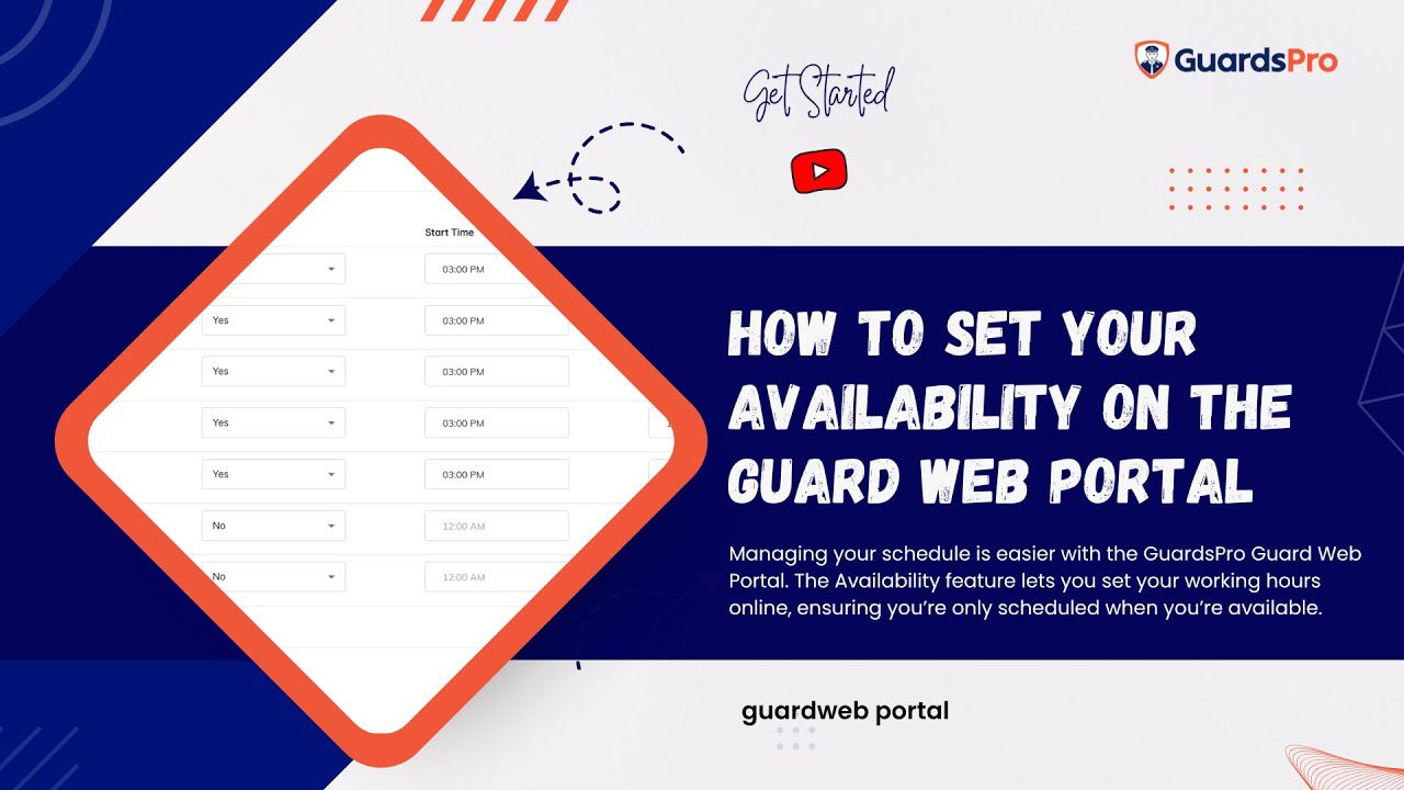 How to set your availability on the Guard Web Portal? GuardsPro Support Center Video
