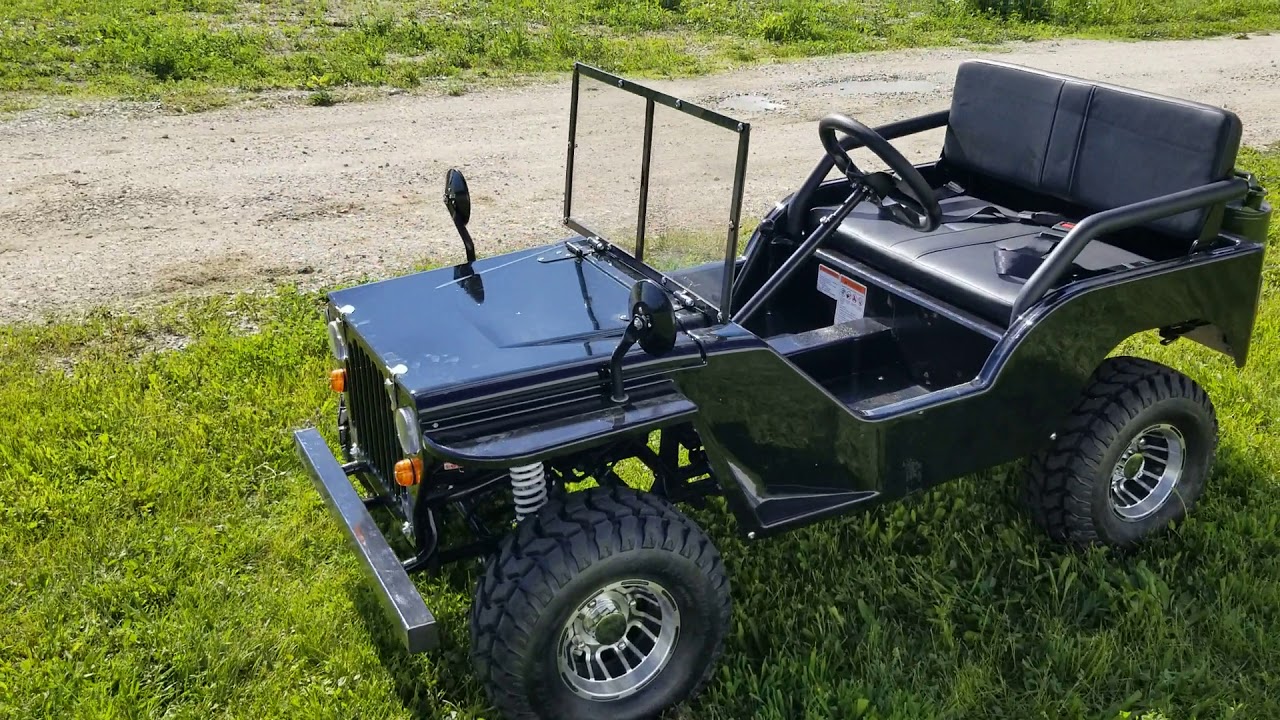 Black Mini Golf Cart Mini Jeep 125cc Gas Powered Go Kart Sold Exclusively At SaferWholesale.com